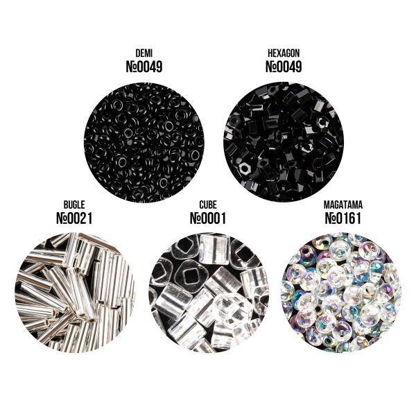 Бисер Япония Toho Набор Фигурный 5х5 г, №08 чёрно-белый