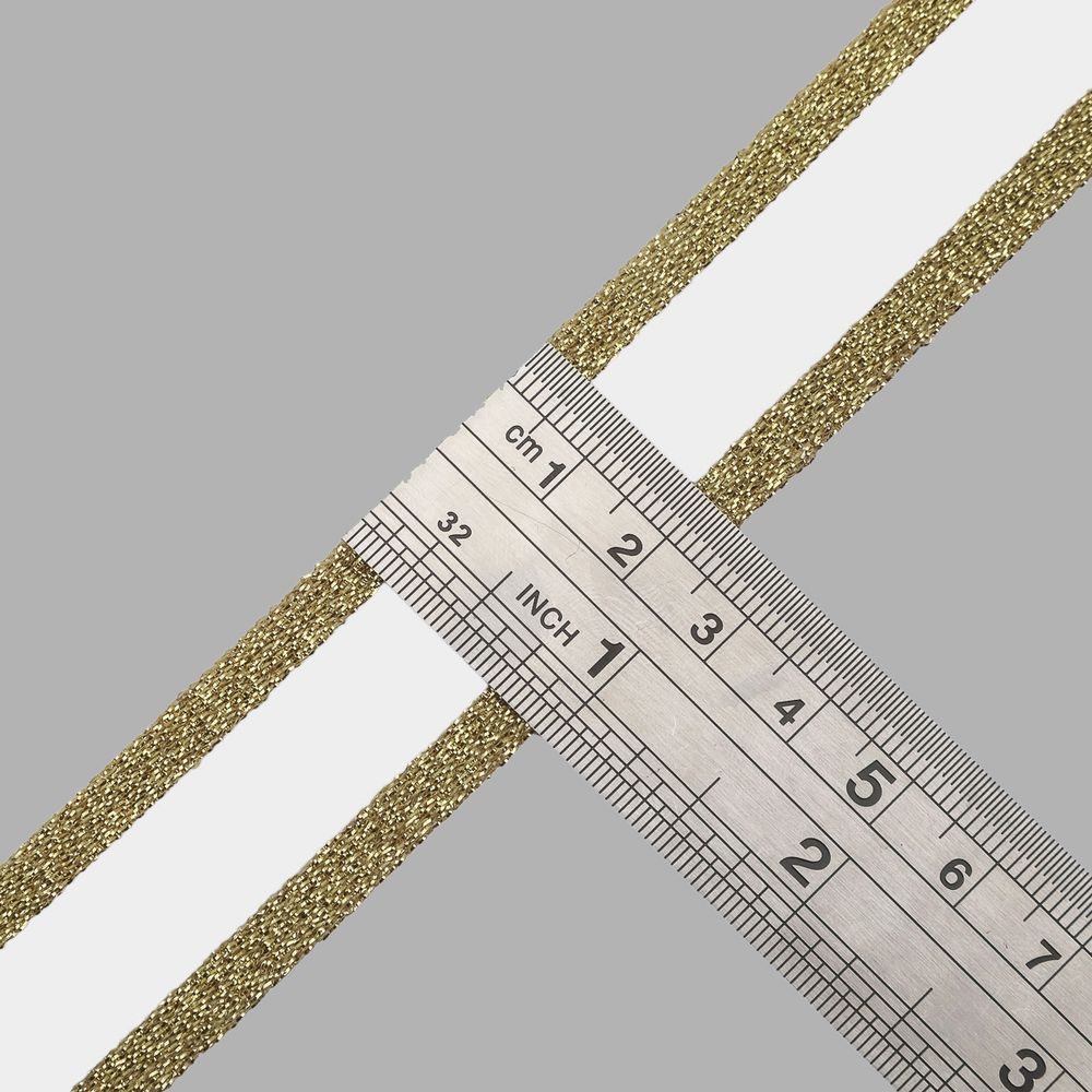 Резинка декоративная металлик 24.0 мм / 25 метров, белый/золото, S090299