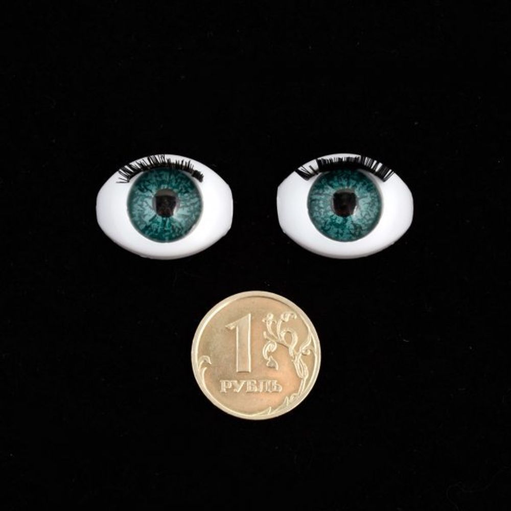 Глаза для кукол и игрушек с ресницами, TK-22, цв. зеленый, уп. 10 шт