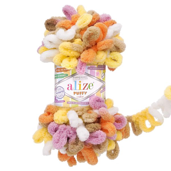 Пряжа Alize (Ализе) Puffy Color / уп.5 мот. по 100 г, 9м, 6531 секционный