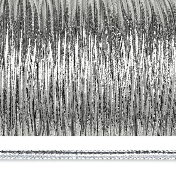 Резинка шляпная (шнур эластичный) ⌀3.0 мм / 100 метров, цв.серебро, 1678582