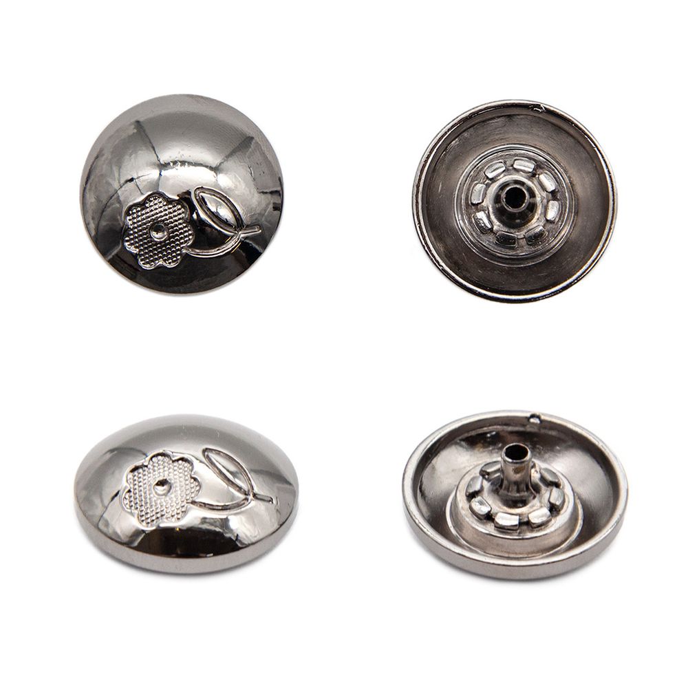 Часть кнопки Альфа (S-образная) ⌀22 мм (A-часть), 5/22 чер.никель мет. сфера с цветком, 20 шт