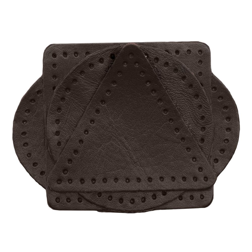 Набор заплаток пришивных из кожи, круг, квадрат, треугольник, овал 6см, с перфорацией, 4 шт (03 темно-коричневый), 9723