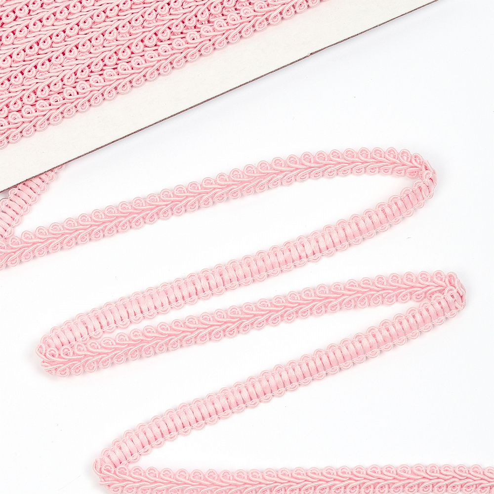 Тесьма Шанель плетеная 8 мм, 0384-0017 цв.43 розовый уп.9м