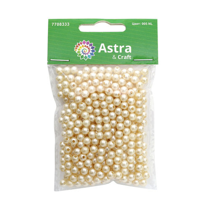 Бусины пластик (жемчуг) ⌀5 мм, 25 г, Astra&Craft, 005 NL бежевый