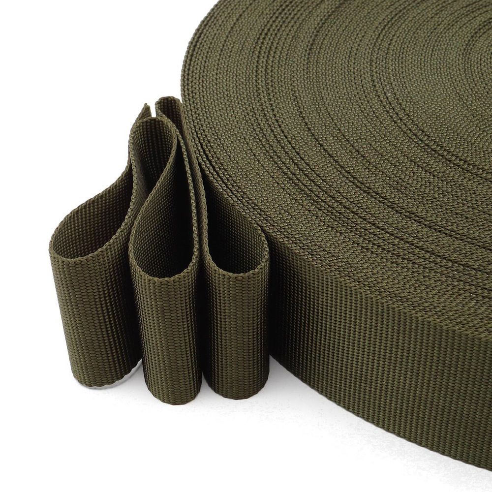 Стропа (ременная лента) 40 мм / 50 метров, толщ. 1.0 мм, [26.3 г/пог.м], 100% п/э, 113 оливковый, С762