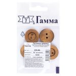 Пуговицы 2 прокола 25 мм, 4 шт, дерево, №300 коричневый, Gamma WB-083