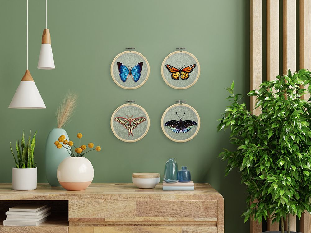 Набор для вышивания нитками Panna, Живая картина. Бабочка. Эрцгерцог, 13х13 см