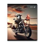 Тетрадь ученическая общая, глянцевая ламинация A5 48 л. на скобе 65 г/м², белизна 100% 10 шт клетка, 01505 Это кто на мотоцикле?, Светоч Т71