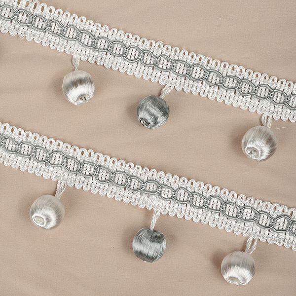 Бахрома отделочная 40.0 мм / 10 метров, 6152-0332, цв.белый+серый 6475