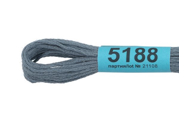 Мулине Gamma 100% хлопок, цв.5188 серый, 24 мотка по 8 метров