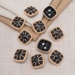 Пуговицы на ножке 36L=23 мм, металл, GD.Black (золото-черный), 10 шт, MP07