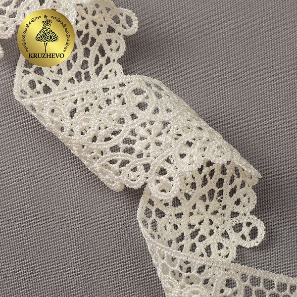 Кружево гипюр (плетёное) 45 мм / 13.71 метров, TBY.1188, цв.молочный