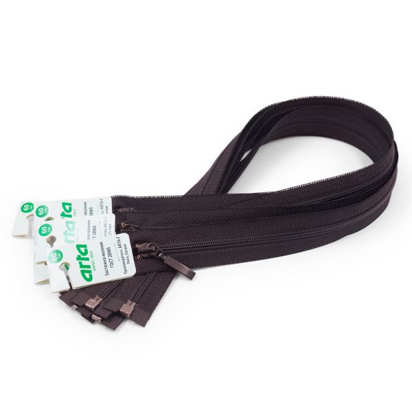 Молния спираль (витая) Arta Т5 (5 мм) 1 зам., разъем., 60 см, цв. 141 т.коричневый, уп.5 шт