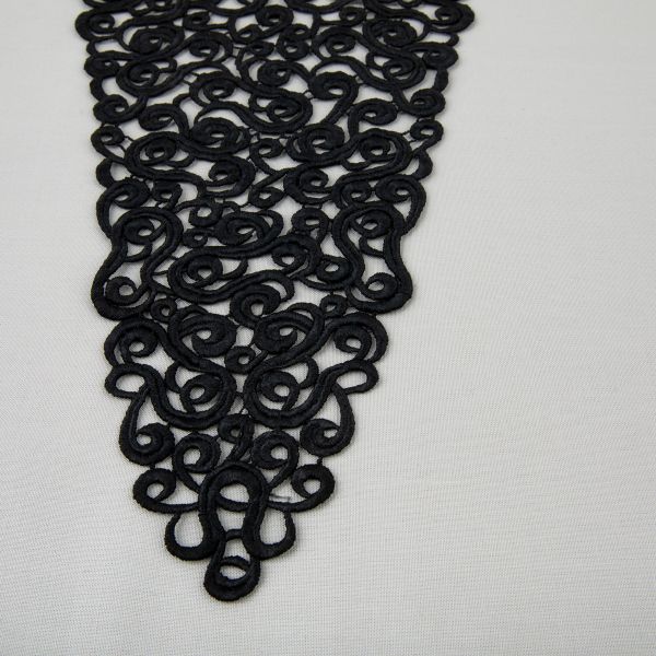 Пришивная кружевная вставка 210 мм, гипюр, 10 шт, Турция, черный, Gamma GIC-34-01