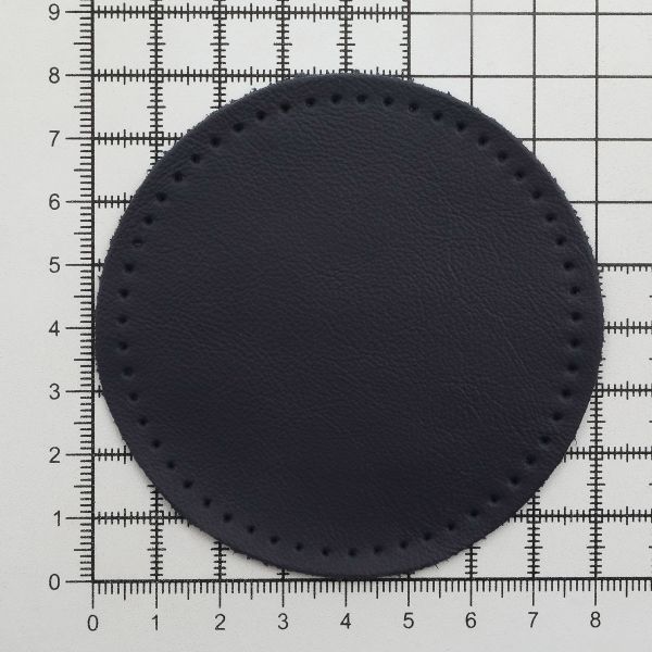 Заплатки пришивные из кожи, круг ⌀8см с перфорацией, 2 шт, 100% кожа, 05 темно-синий, 9121
