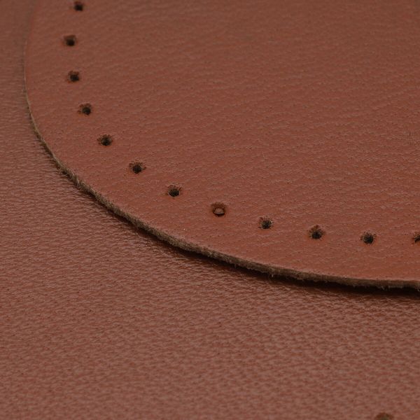 Заплатки пришивные из кожи, овал 6х8,2см с перфорацией, 2 шт, 100% кожа, 02 светло-коричневый, 9114