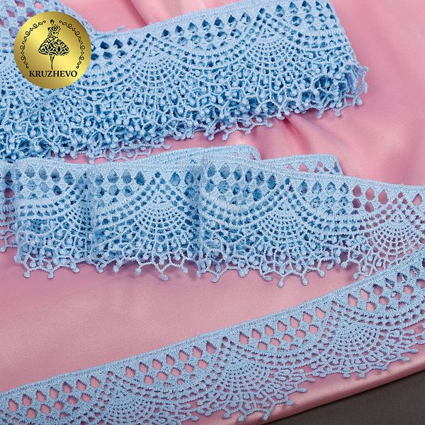 Кружево гипюр (плетёное) 55 мм / 13.71 метров, TBY.SUN.01, цв.F183 голубой