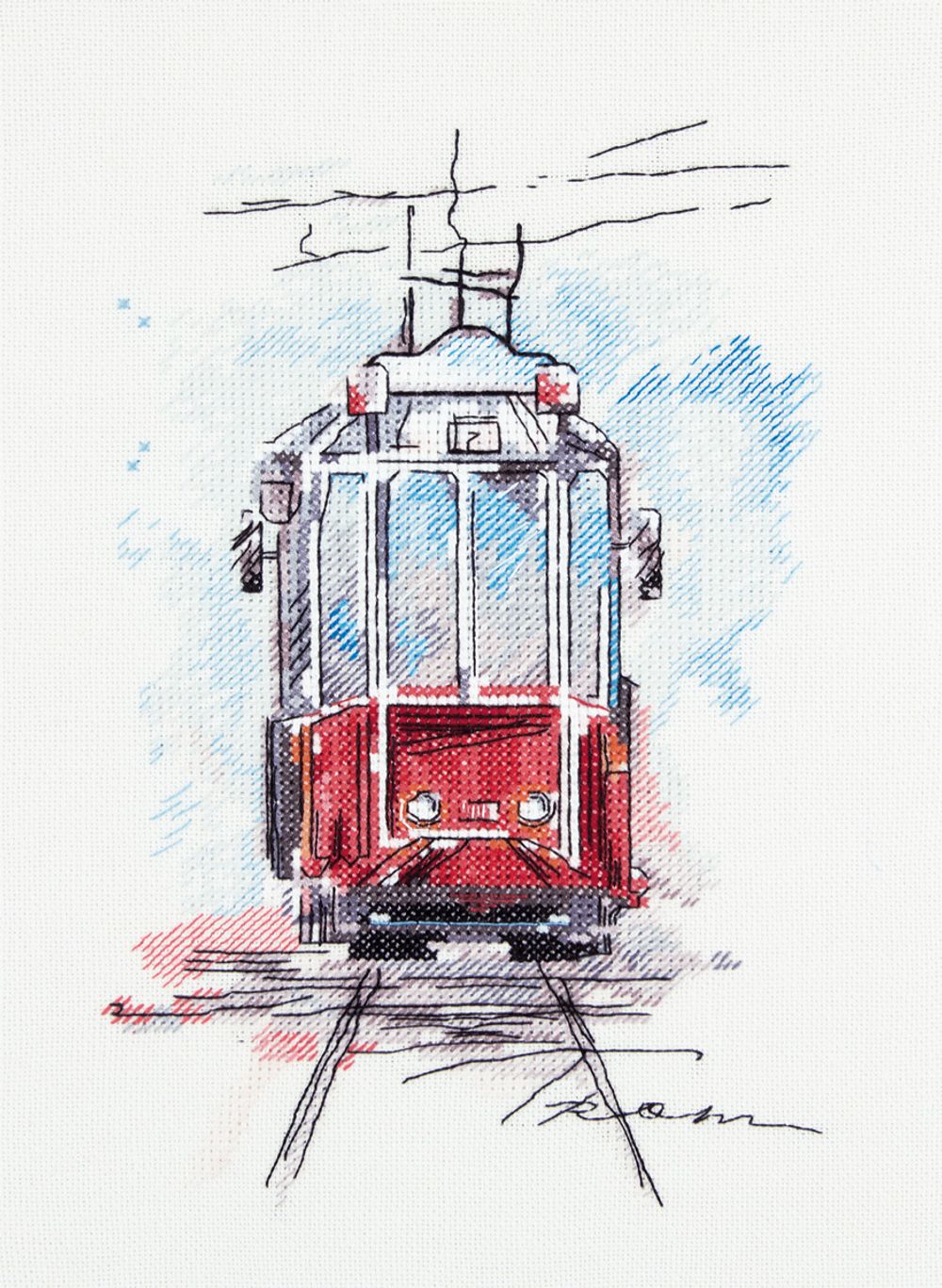 Набор для вышивания нитками Panna, Городской трамвай, 17х25 см