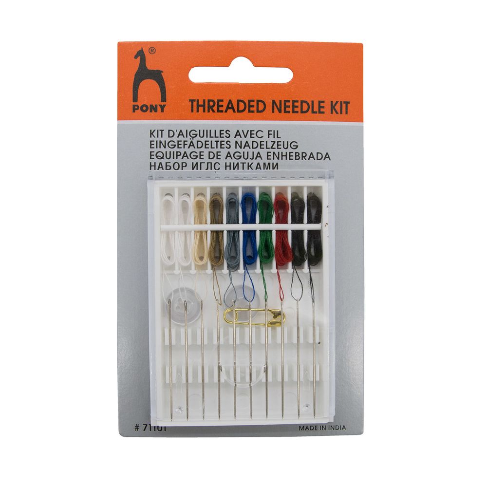 Иглы ручные с нитками, 10 игл, 2 пуг, 1 бул, Pony