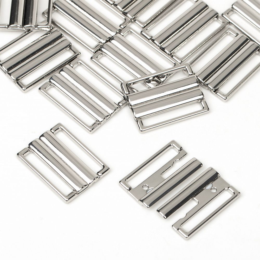 Пряжка-застежка для купальников металл 25.0 мм, 125SW цв.никель уп.10 шт