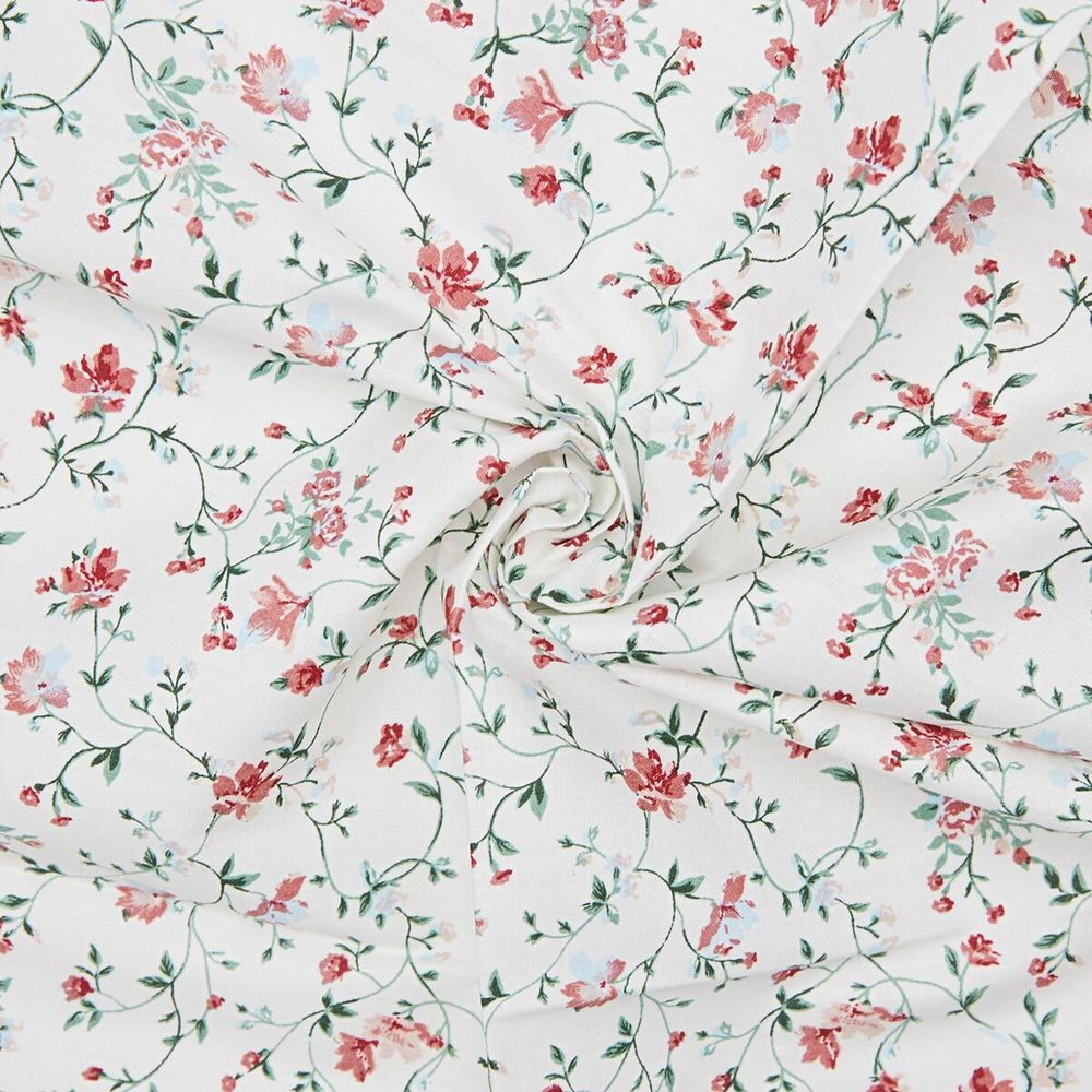 Ткань для рукоделия в наборе х/б с лентой 48х50см+1,5м (25673/25289 белый) 29433