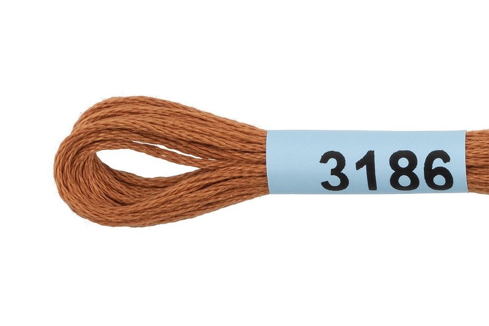 Мулине Gamma 100% хлопок, цв.3186 т.рыжий, 24 мотка по 8 метров