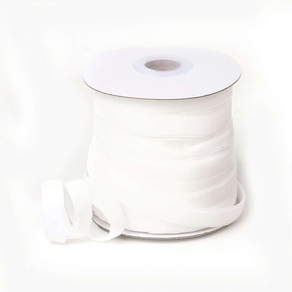 Лента бархатная (тесьма) 10.0 мм / 22.86±1 метров, арт.10VR02 нейлон цв.белый