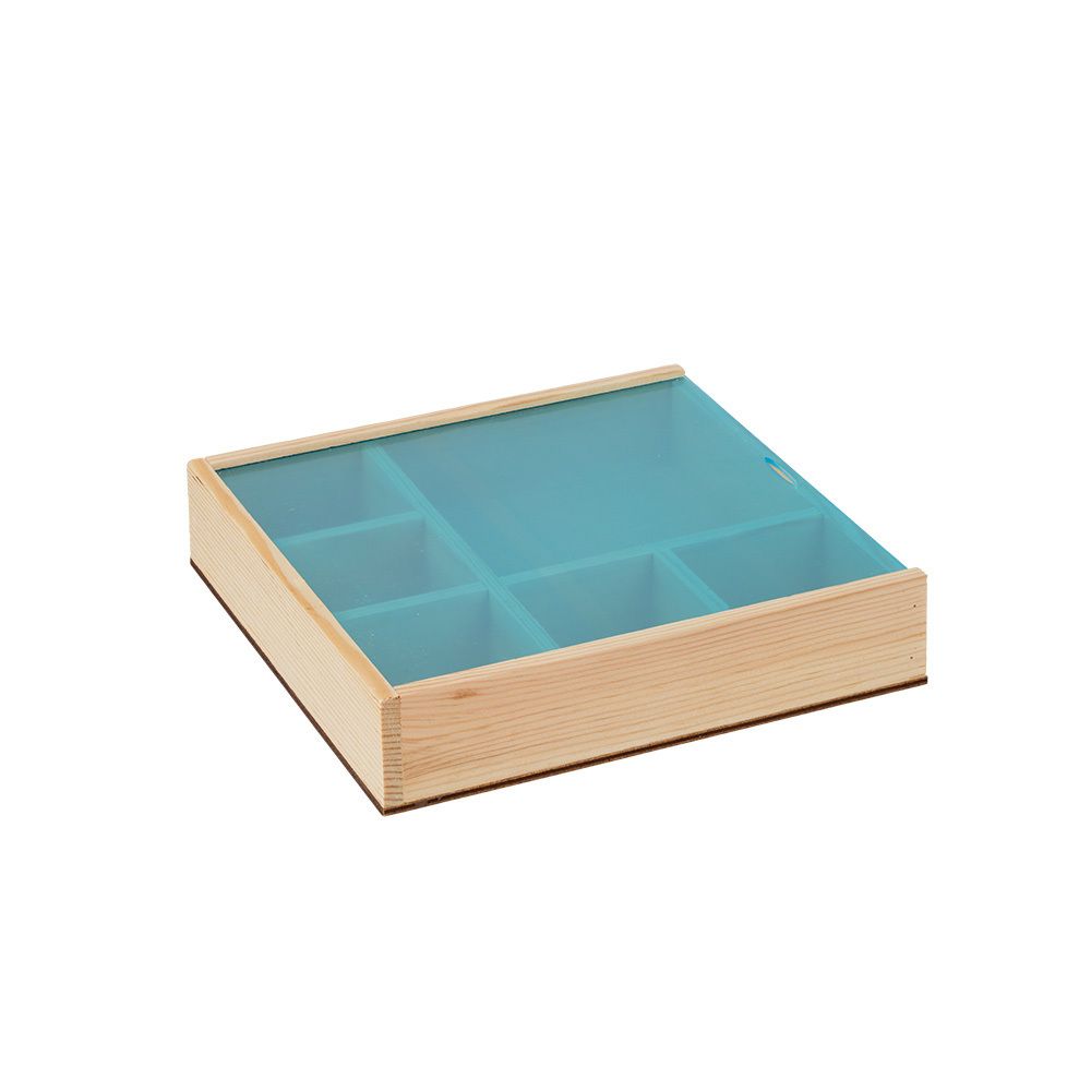 Заготовка деревянная Органайзер 4 с крышкой, сосна, 20.8х20.8х4 см, 6 ячеек, ВД-736 Mr.Carving