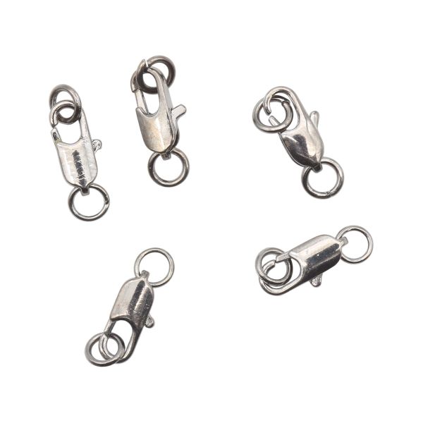 Замок для бус карабин с кольцами 12 мм, 5 шт в упак, Астра, Черный никель