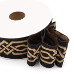 Лента (тесьма) жаккардовая 35.0 мм / 10±0.5 метров, бордюр Кельтский орнамент, 35272 V10 черный/золото