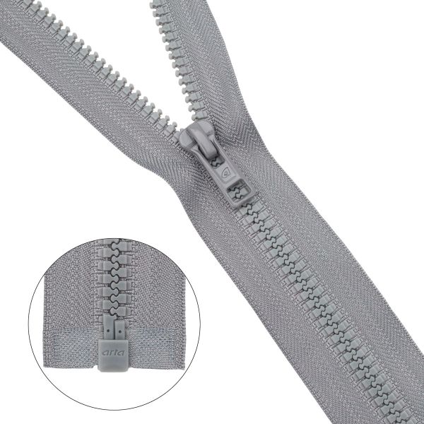 Молния трактор Arta Т6 (6 мм) 1 зам., разъем., 55 см, (2076), A577 серый, НОВЫЙ МАТОВЫЙ ЗАМОК, уп.50 штук