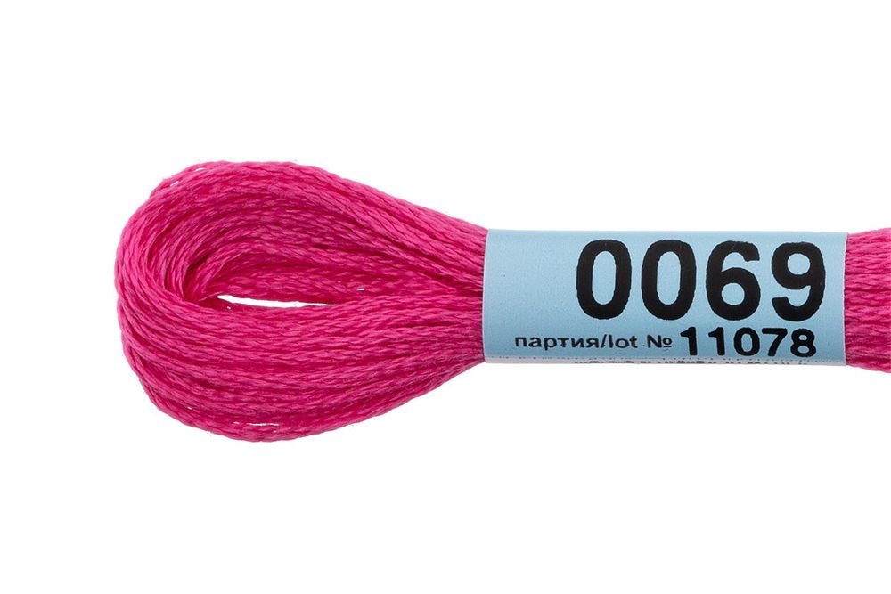 Мулине Gamma 100% хлопок, цв.0069 фуксия, 24 мотка по 8 метров