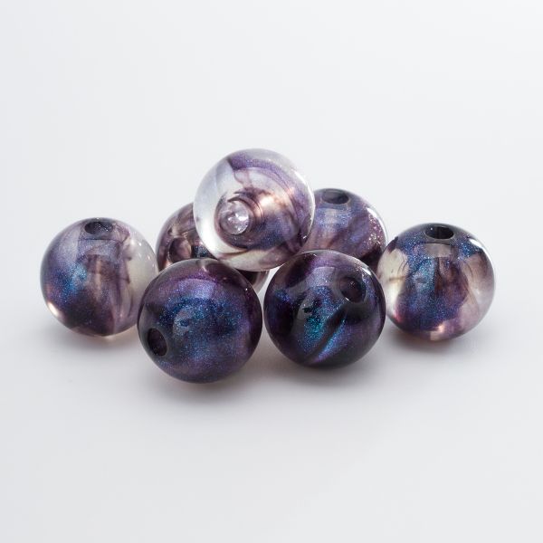 Бусины акрил ⌀10 мм, 500 г, дымка с АВ шиммером, круглые, AD038 синий, (7748708)2010 , Astra&Craft