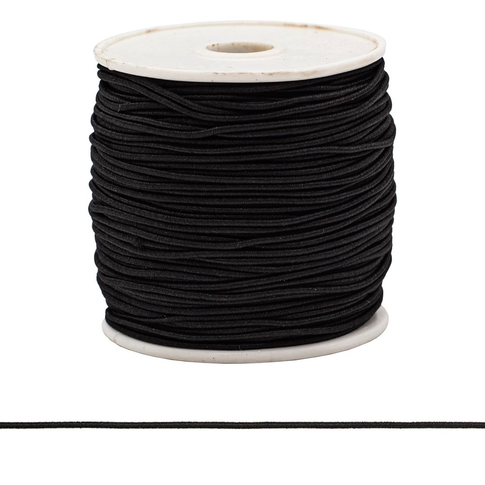 Резинка шляпная (шнур эластичный) ⌀1.0 мм / 30 метров, 0370-1100, цв.черный