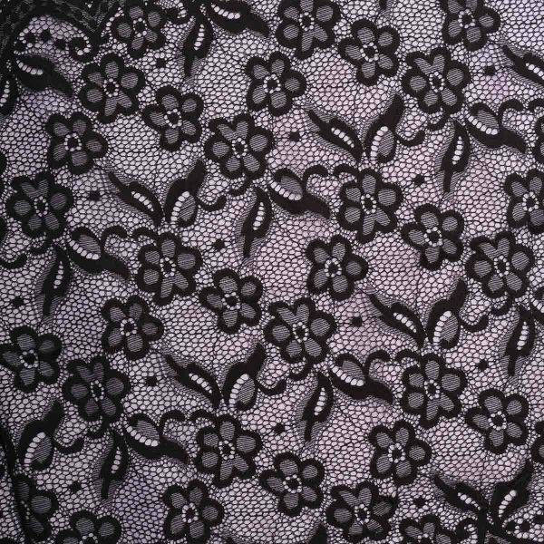 Кружево бельевое эластичное 400 мм / 3.4 метра, цвет черный