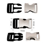 Фастекс (пряжка трезубец) металл/пластик 30 мм, 72x39 мм, никель / черный, 6 шт