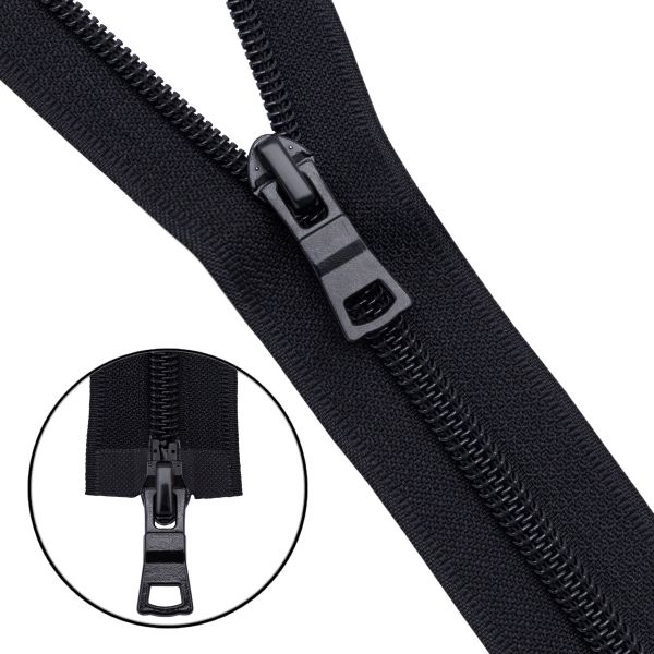 Молния спираль (витая) Т7 (7 мм) 2 зам., разъем., 80 см, 580 черный, 310 черный, 10 шт