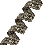 Лента (тесьма) жаккардовая 32.0 мм / 25±1 метров, с метанитом рис. 9842, черный/золото, С3104Г17