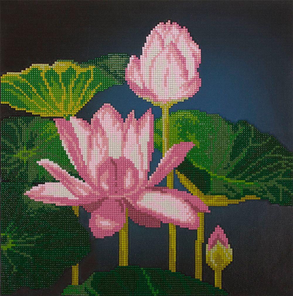 Алмазная (кристальная) мозаика Фрея, Цветущие лотосы, 32,6х31,7 см