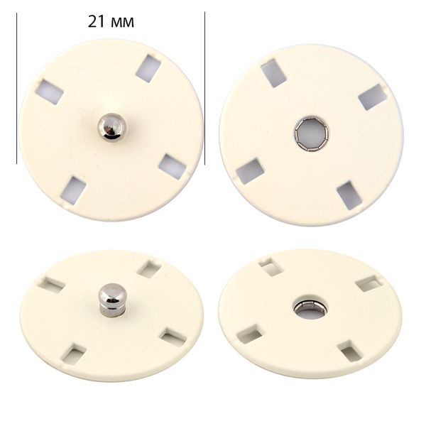 Кнопка пришивная металл ⌀21.0 мм, цв.молочный, уп. 20 шт, TBY