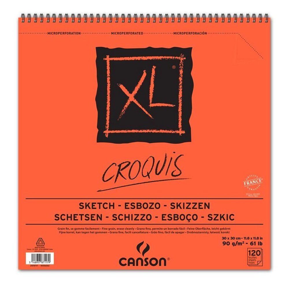 Альбом для графики XL Croquis 90 г/м², A4+ 30х30 см, на спирали 120 л, Canson С200787117