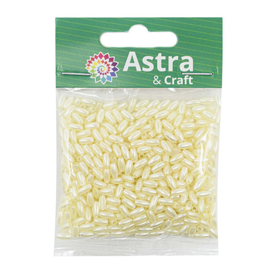 Бусины пластик (жемчуг) 3х6 мм, 15 г, Astra&Craft, J511 кремовый