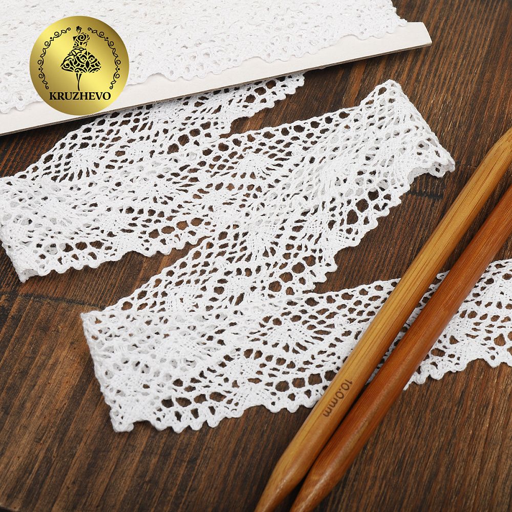 Кружево вязаное (тесьма) 45 мм / 10 метров, 5235 цв.01 теплый белый, Kruzhevo