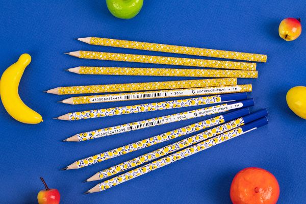 Карандаш чернографитный круглый заточенный ТМ (HB) 12 шт, 3052 Тропический фрукт, ВКФ PR-12Д