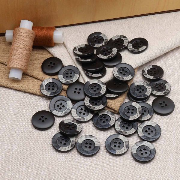 Пуговицы 4 прокола 36L=23 мм, пластик, col.A черный, 36 шт, CN2818