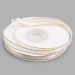 Лента атласная с золотой нитью 6.0 мм / 22.86±1 метров, 001 белый, Globus