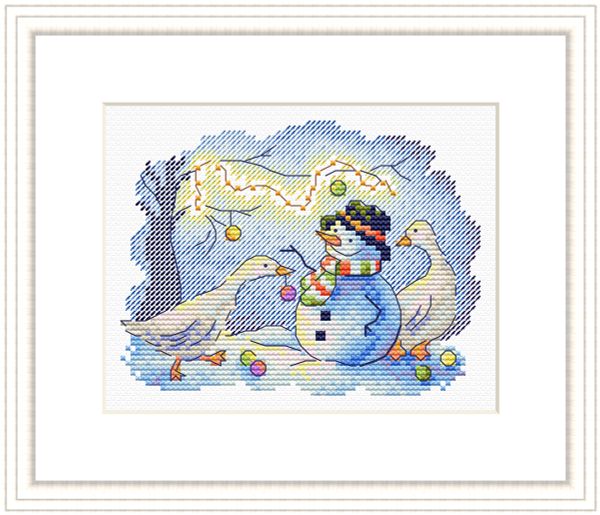 Набор для вышивания нитками МП Студия (Жар-птица), Снежные забавы, 10х13 см
