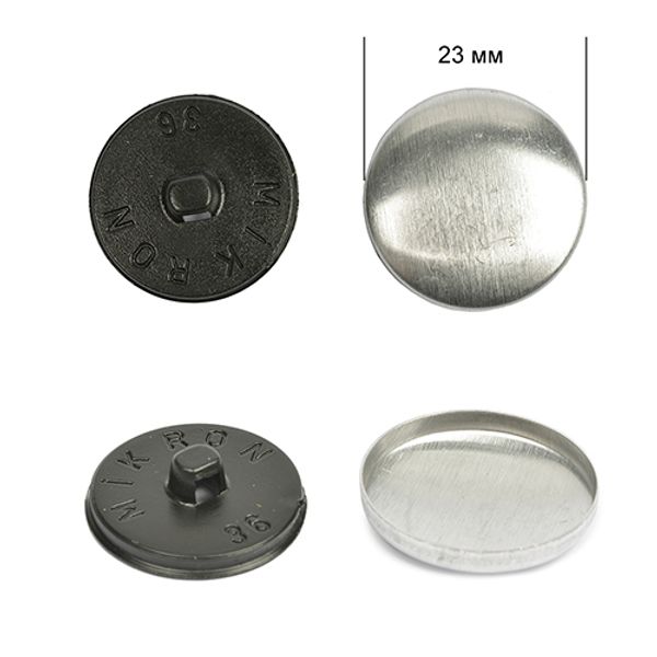 Заготовки для обтяжки пуговиц №36 (23мм) ножка - пластик цв. черный уп. 500 шт