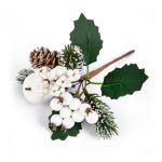 Веточка декоративная хвойная с шишкой и ягодами 19 см, 3 шт, 01, Blumentag